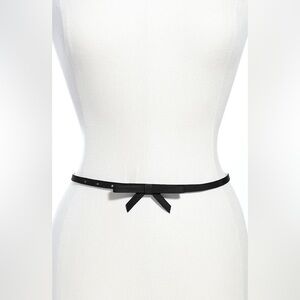 Another Line Skinny Bow Waist Leather Belt Black Cruella Costume Halloween (XS)